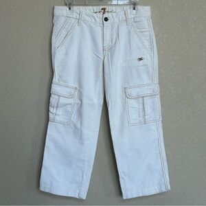 7 For All‎ Mankind Ivory Corduroy Cropped Straight Leg Cargo Pants Women’s 28